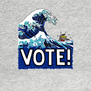 Blue Wave (After Hokusai) (With VOTE! Text) T-Shirt